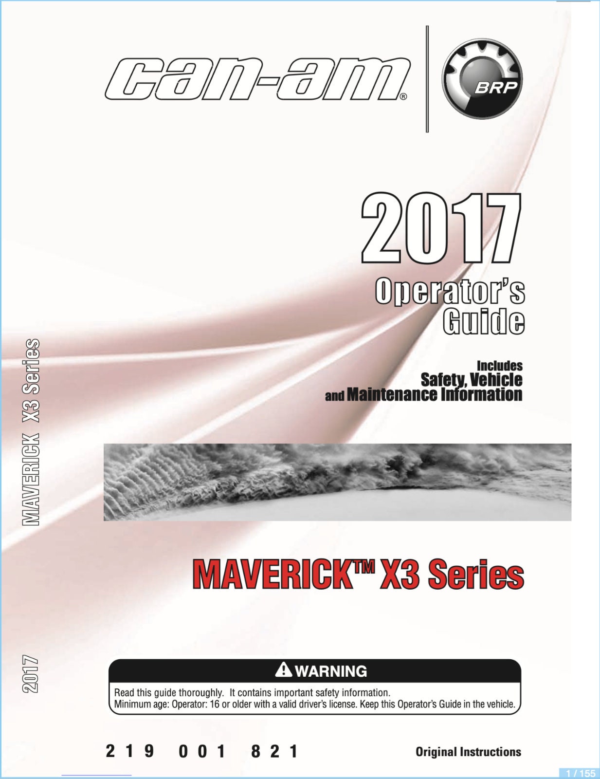 Can-Am 2017 Maverick X3 Series Operator Owner's Manual 155 Pages