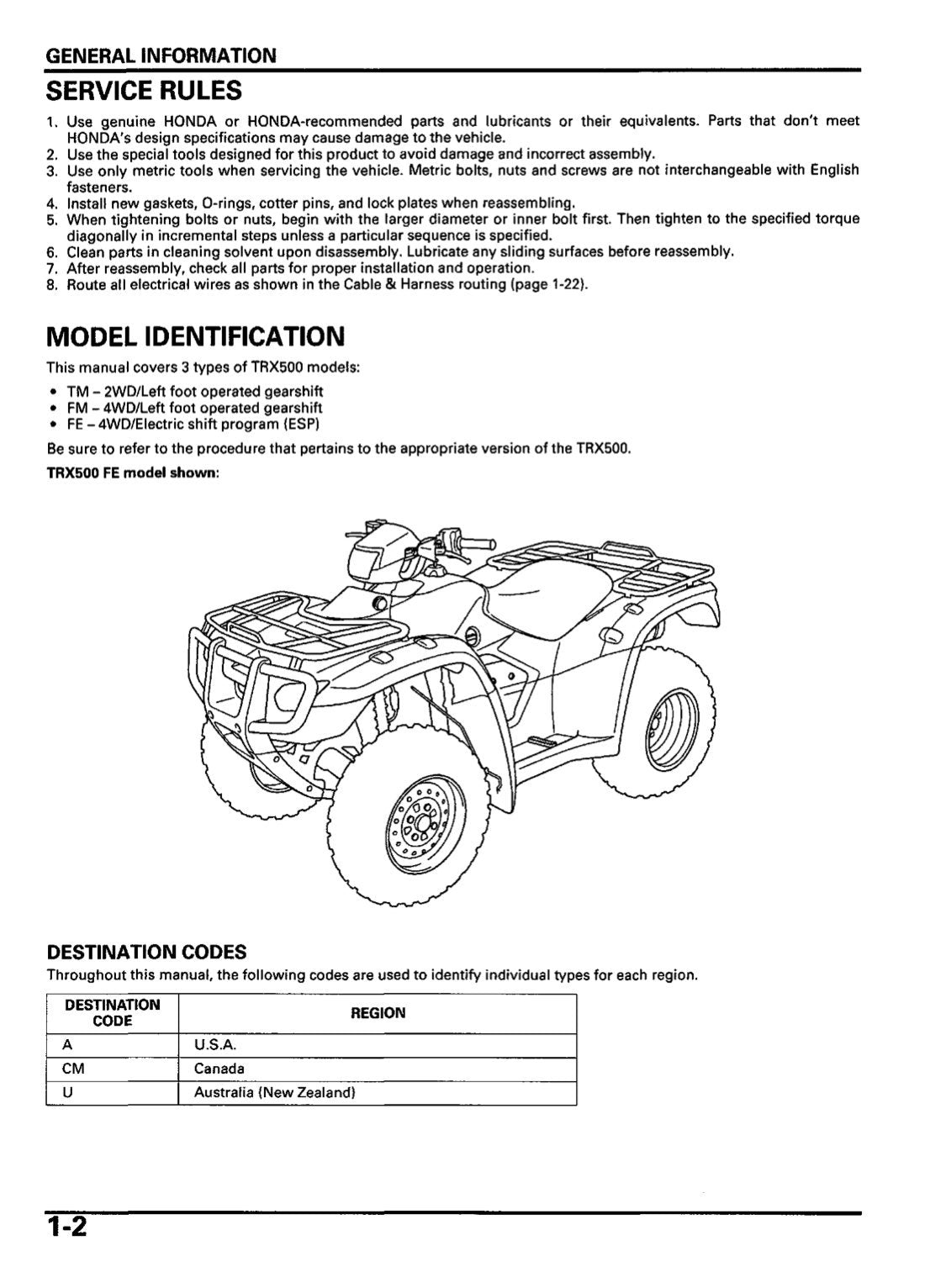 Honda 2005-06 TRX500FE FM TM Fourtrax Foreman Service Manual 448 Pages