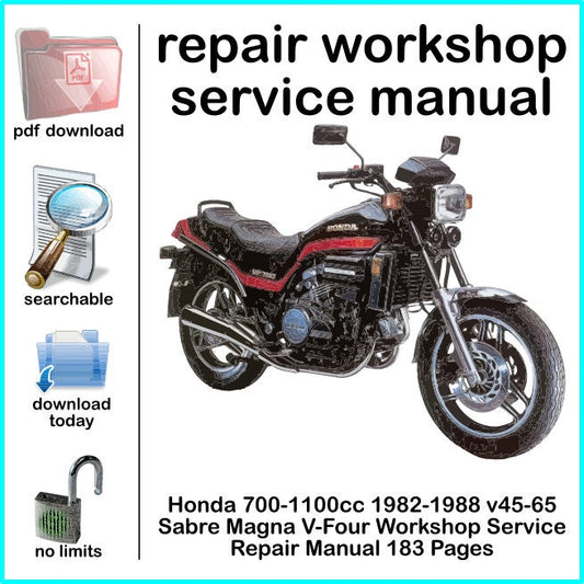 Honda 700-1100cc 1982-1988 v45-65 Sabre Magna V-Four Workshop Service Repair Manual 183 Pages