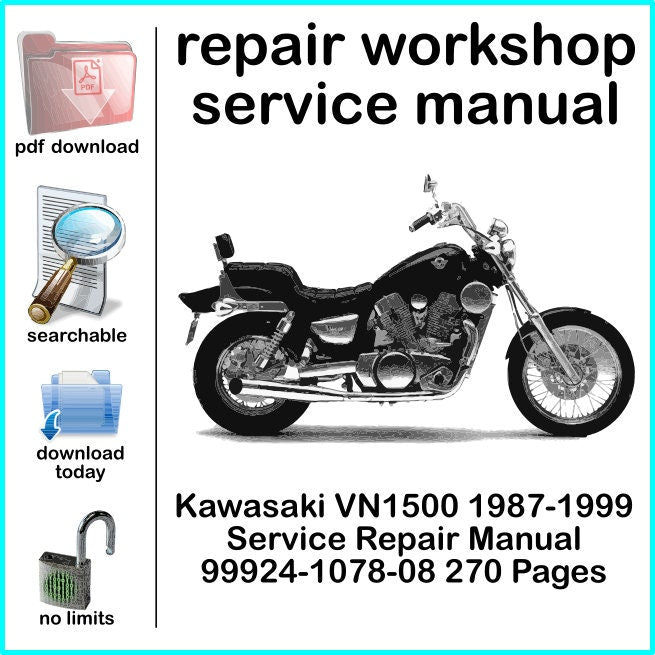 Kawasaki VN1500 1987-1999 Service Repair Manual 99924-1078-08 270 Pages