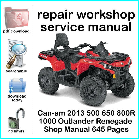 Can-am 2013 500 650 800R 1000 Outlander Renegade Shop Manual 645 Pages