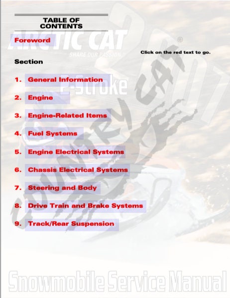 2007 Arctic Cat 2-Stroke Snowmobiles Complete Service Manual