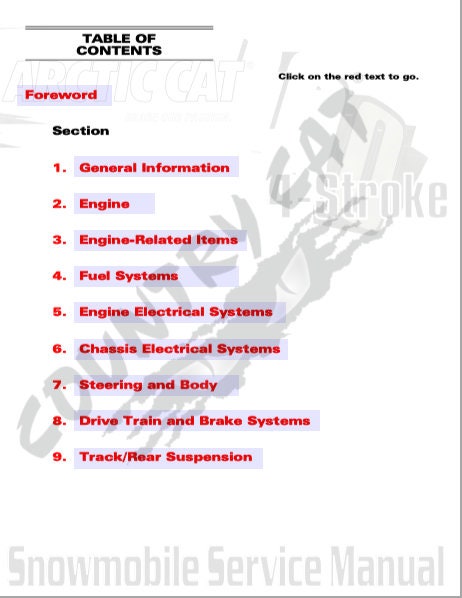 2007 Arctic Cat 4-Stroke Snowmobiles Complete Service Manual