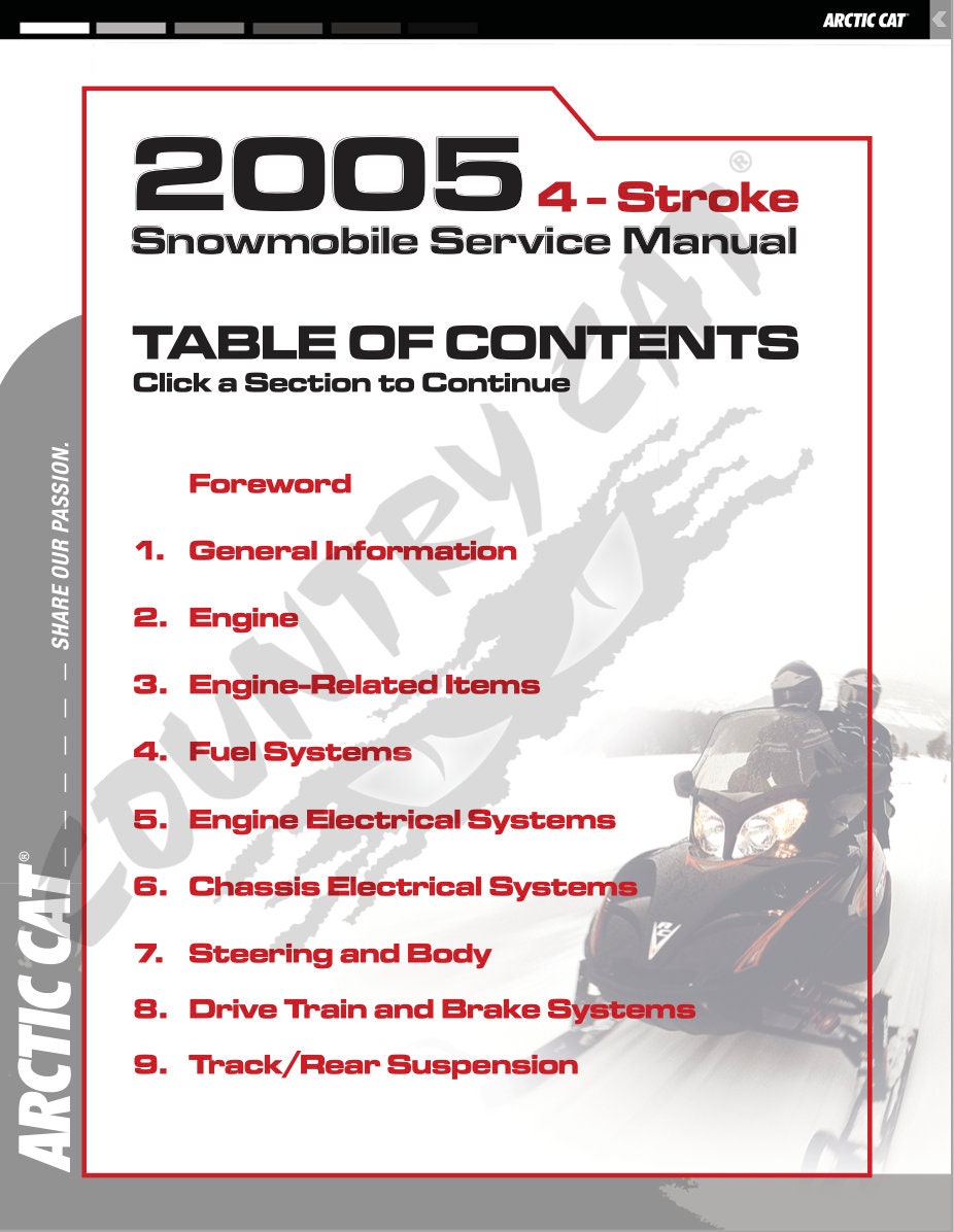 2005 Arctic Cat 4-Stroke Snowmobiles Complete Service Manual