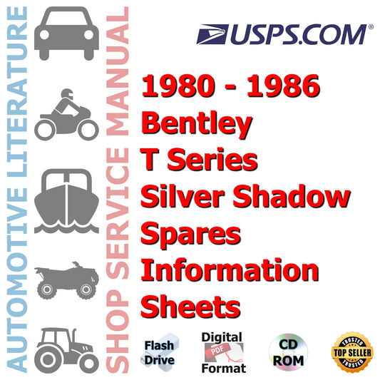 1980 - 1986 Bentley T Series Silver Shadow Spares Information Sheets