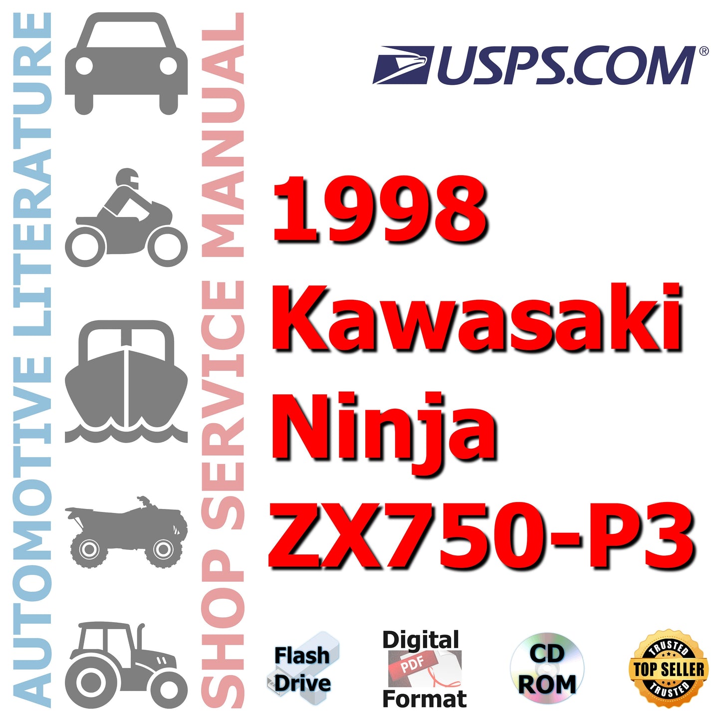 1998 Kawasaki Ninja ZX750-P3 Complete Technical Manual