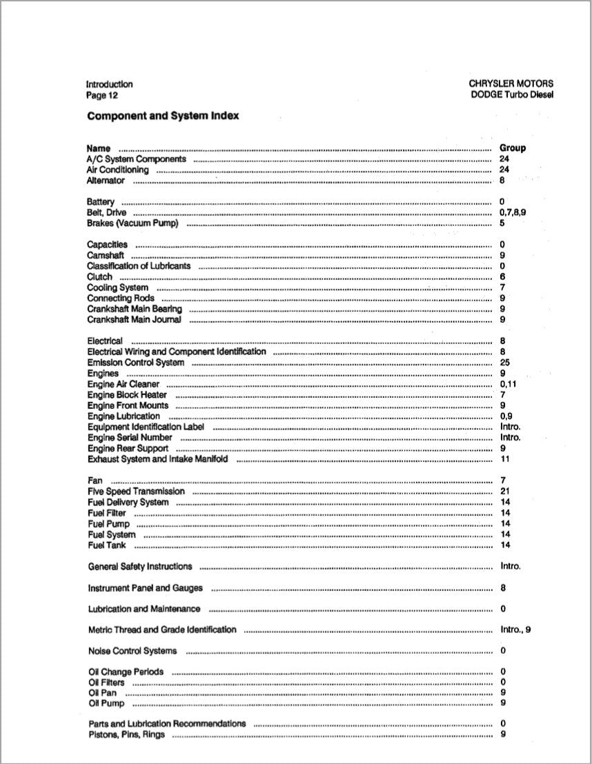 1990 Dodge Ram Pickup Truck Diesel Engine Complete Service Manual