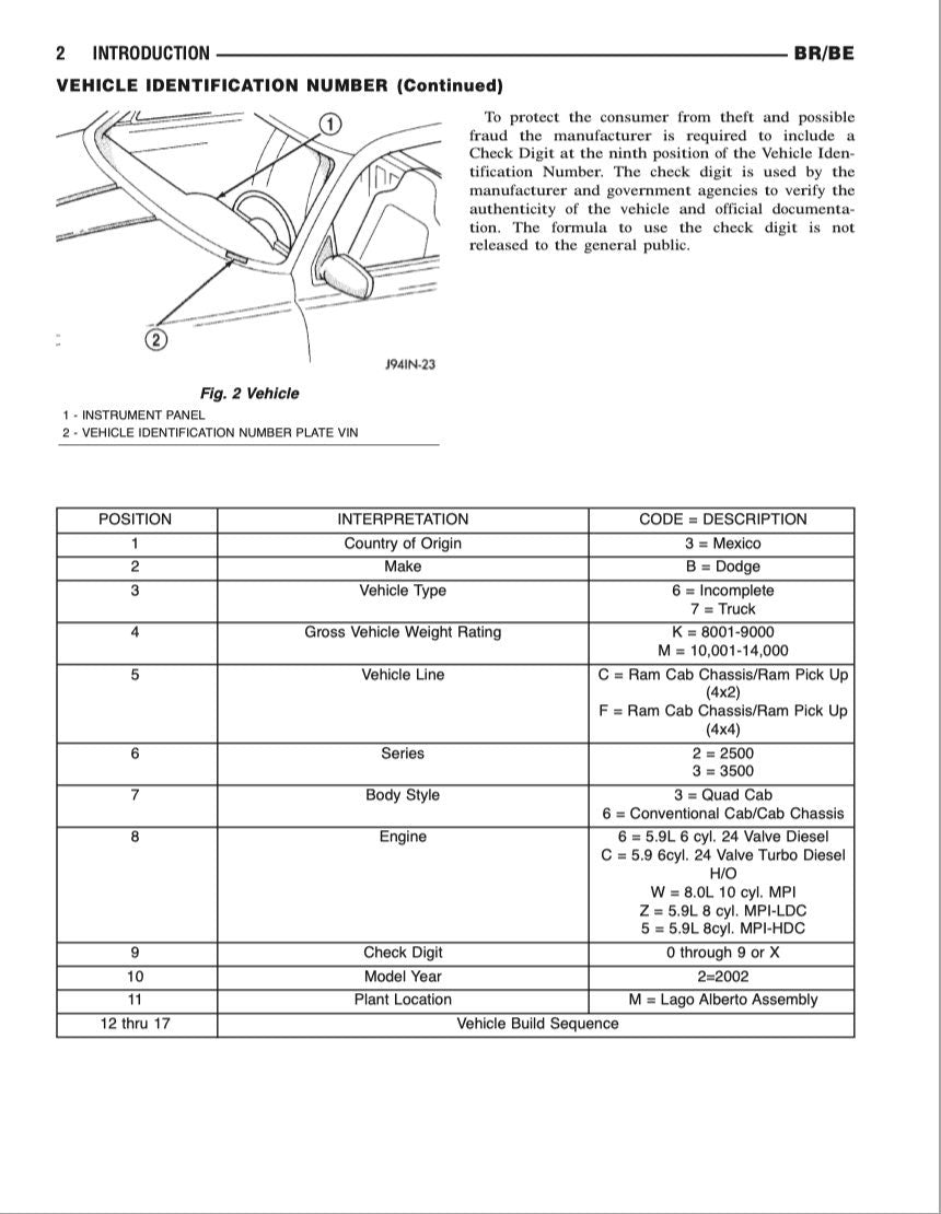 2002 Dodge Ram Truck 2500 / 3500 Complete Service Manual